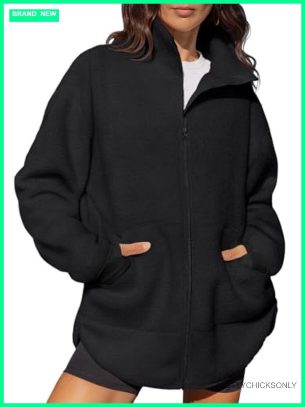 Full Zip Fleece Long Jacket Sherpa Sweatshirt Winter Coat